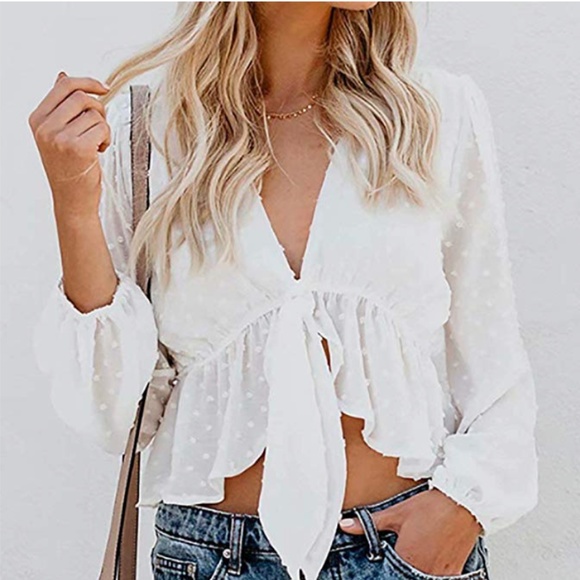 S. the Widow Tops - CAMILLA Long Sleeve Tie Front Blouse